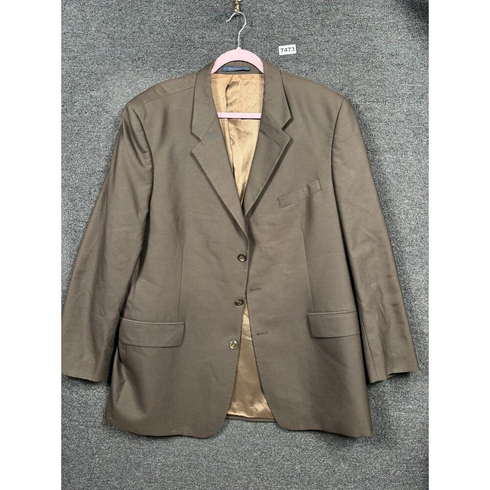 Kasper Blazer Mens Sz 46T Brown Pure Wool 3 Button Suit Jacket Made In Canada